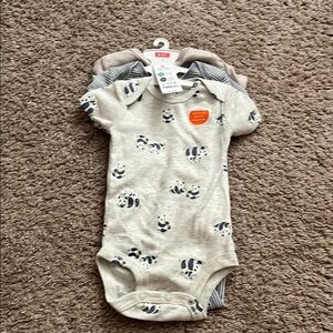 Carter's Gray and White Panda Bodysuit Snap Closure
